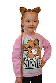 Реглан дитячий теплий з принтом Сімба для дівчинки тринитка
