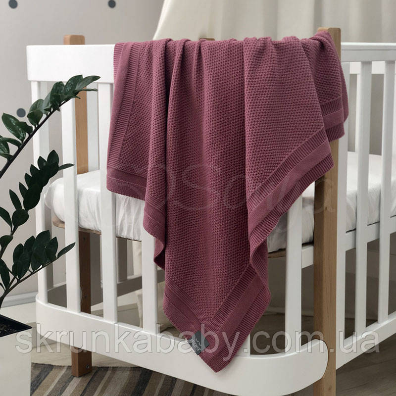 Плед бавовна Рогожка (колір бургунди), фото 1