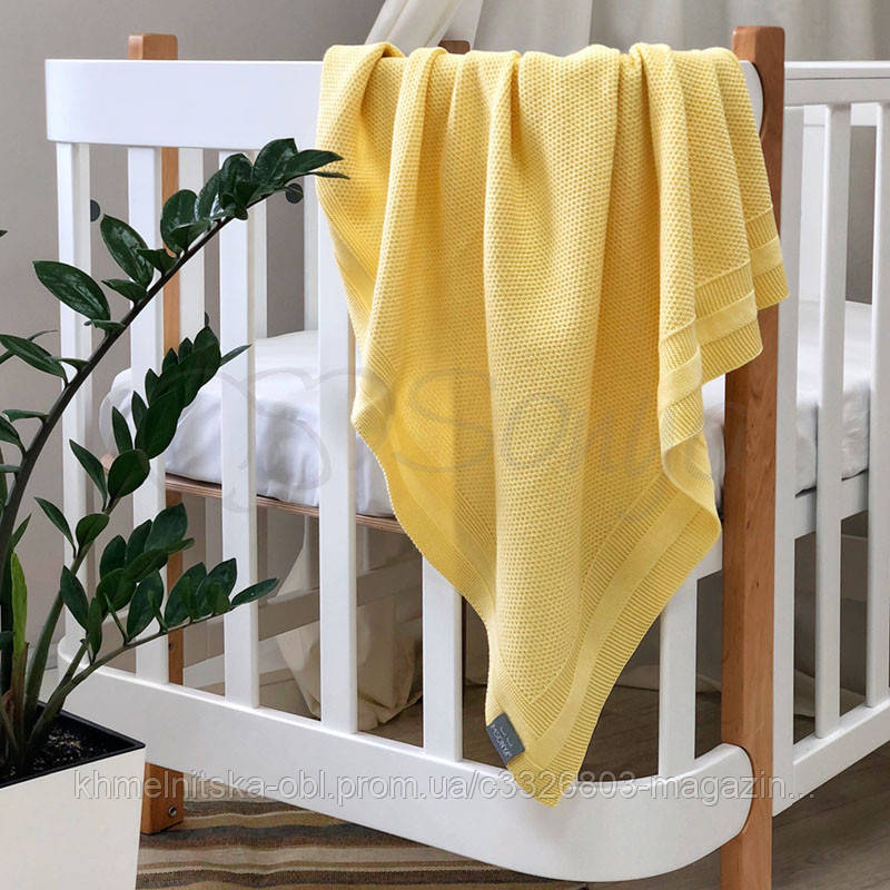 Плед бавовна Рогожка (колір Жовтий), фото 1