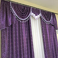 Красиві штори для спальні з ламбрекеном, штори з ламбрекеном в будинок кімнату квартиру Фіолетові (LS-325-18), фото 6