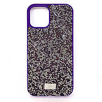 Чохол Bling World для iPhone 12 зі стразами фіолетово-сріблястий