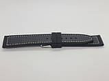 Чорний силіконовий ремінець для годинника з вуглецевої вставкою прошитий білою ниткою 22 мм, фото 2