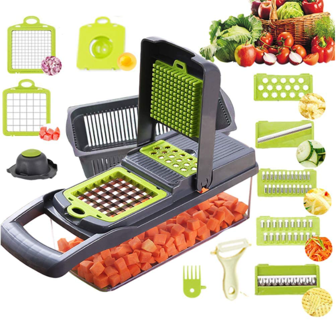 Овощерезка-измельчитель Veggie Slicer 14 в 1, ситечко для яиц и нож для очистки овощей KA-808 - фото 1 - id-p1396575198