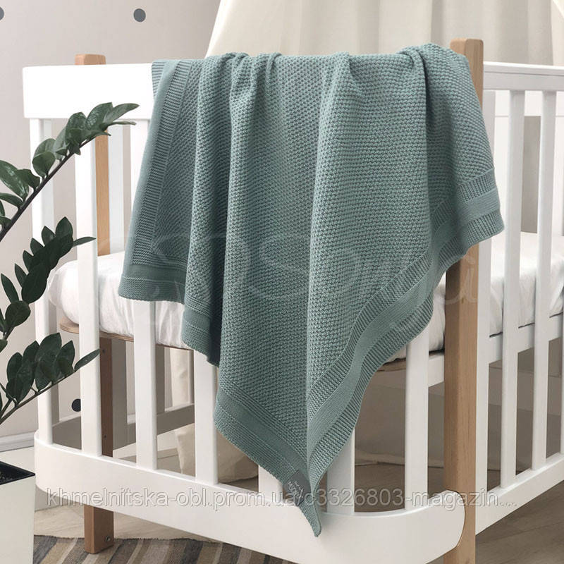 Плед бавовна Рогожка (колір темний М"ятний), фото 1