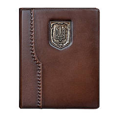 Блокнот Герб України (коричневый) А4+ недатований, змінний блок