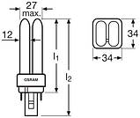 Лампа люмінесцентна компактна 13W 91V 870lm 4000K G24d-1 138x12mm U-подібна [4050300010625] OSRAM DULUX D, фото 3