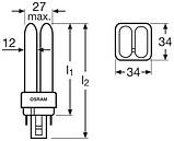 Лампа люмінесцентна компактна 18W 100V 1200lm 3000K G24q-2 146x12mm U-подібна [4050300327211] OSRAM DULUX, фото 5