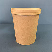 Супник бумажный крафт 930 мл упаковка контейнер одноразовый для супа с крафтовой крышкой в упаковке 25 штук