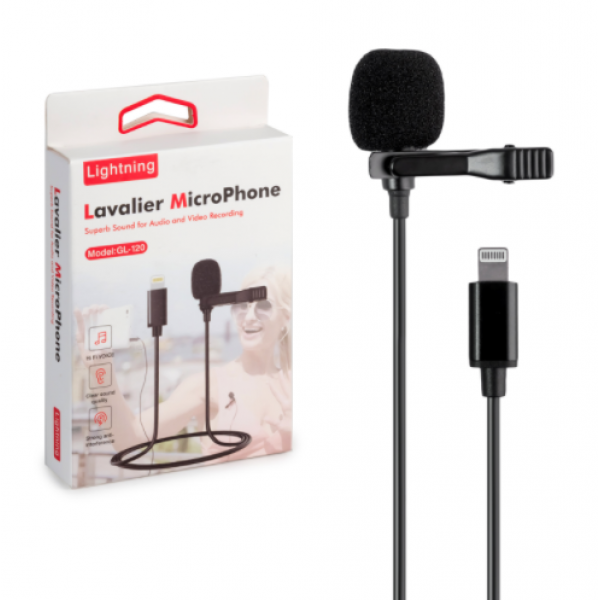 Мікрофон петличний lavalier GL-120 Lightning для Apple iPhone