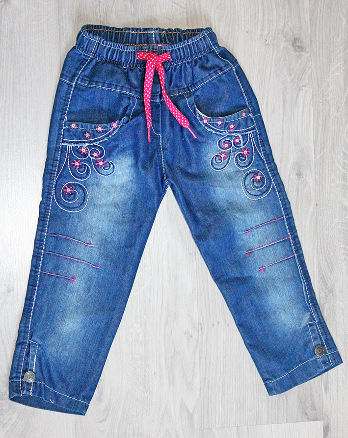Джинси на дівчинку з вишивкою сині, фото 1