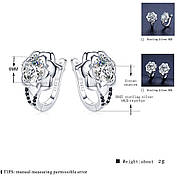 Срібні сережки з цирконієм-троянда (чорний шпінель), фото 2