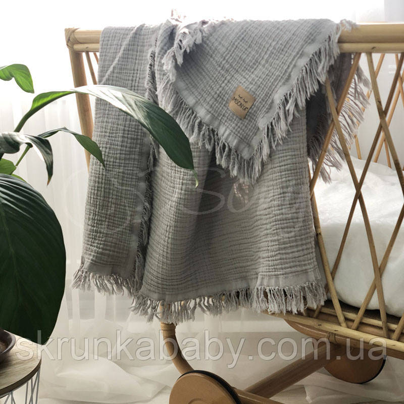 Плед Муслін Жатка Сірий, фото 1