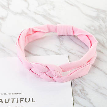 Пов'язка дитяча для волосся Pure Color Lesko 002 Light Pink стрічка на голову солохи шт.