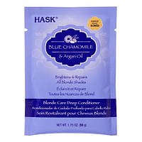 Маска с экстрактом голубой ромашки Hask Blue Chamomile with Argan Oil Blonde Care Deep Conditioner, 50 г