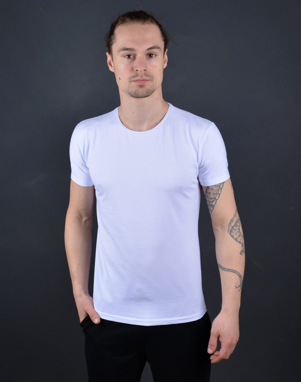 Чоловіча футболка однотонна біла Туреччина 4056