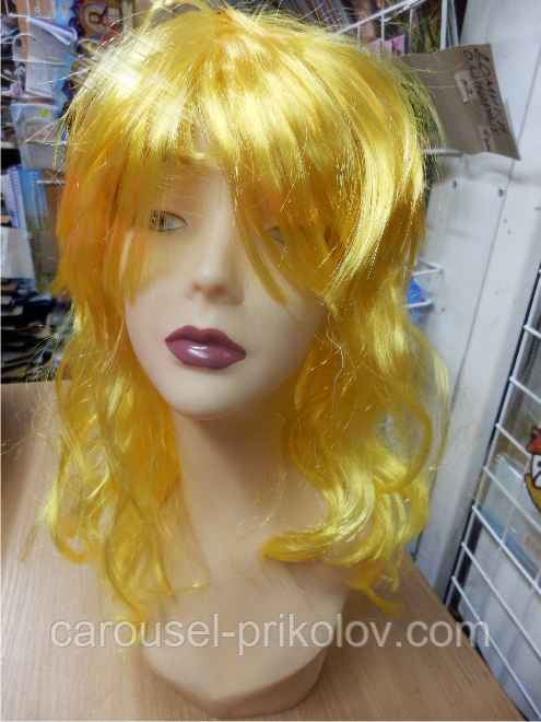 Перука карнавальний довгий жовтий, фото 1
