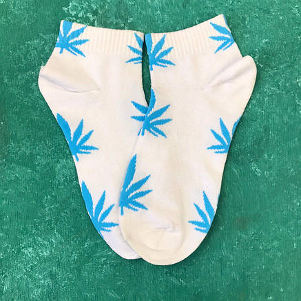 Шкарпетки Низькі Жіночі Чоловічі City-A HUF Plantlife Білі з Блакитним листом 37-41, фото 3