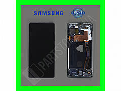 Дисплей Samsung G770 Black S10 Lite (GH82-21672A) сервісний оригінал з рамкою (переклеєне скло)