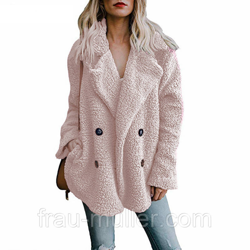Рожева  жіноча куртка з паском з пухнастого  флісу Alexika