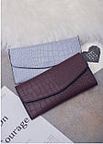 Стильний жіночий гаманець 2в1 з екошкіри сірий, фото 3