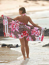 Рушник пляжний Victoria's Secret яскравий леопардовий у квіти бавовна