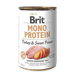 Консервований корм для собак Brit (Бріт) Mono Protein Turkey & Sweet Potato з індичкою та бататом 400 г