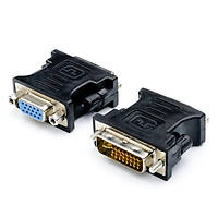 Переходник DVI-I 24+5 (папа) - VGA (мама) ATCOM Black (11209)