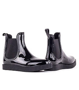 Жіночі гумові силіконові чоботи/ Чорні чобітки/короткі гумові чобітки/Жіночі гумові чобітки