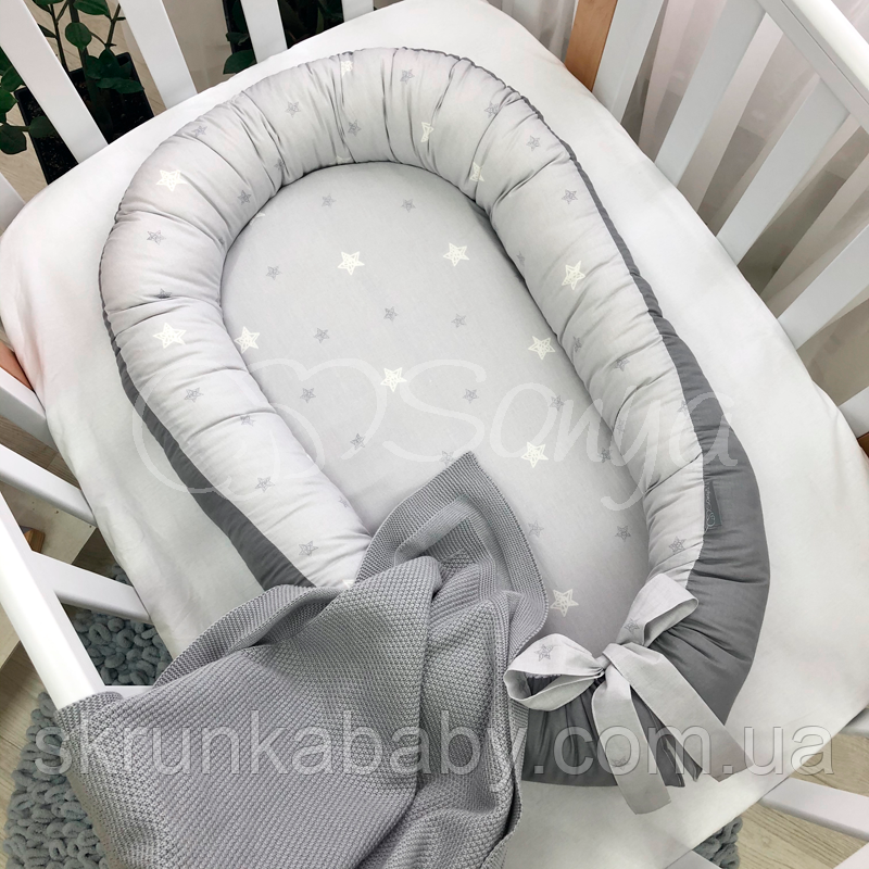 Кокон Baby Design Зірки на сірому, фото 1