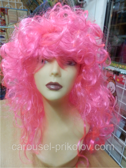 Перука карнавальний довгий рожевий, фото 1