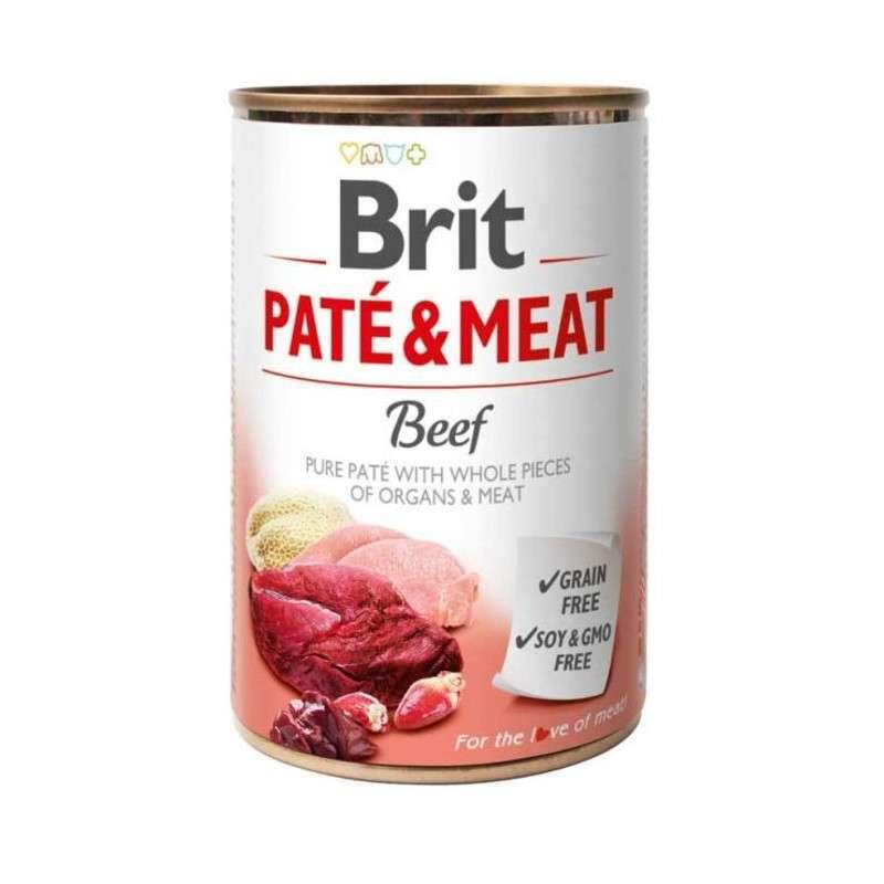 Консервованний корм для собак Brit (Бріт) Pate & Meat Beef з яловичиною 400 г