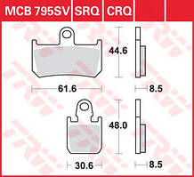 Гальмівні колодки мото TRW-LUCAS передні MCB795SV для мотоцикла Yamaha R1 2007-2014