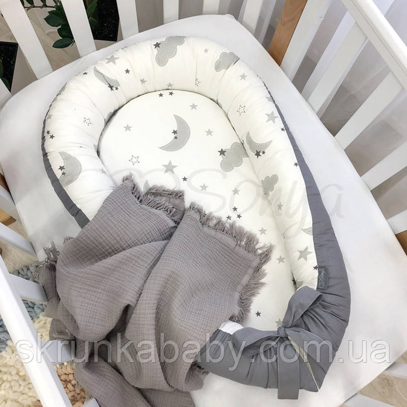 Кокон Baby Design сірі хмаринки, фото 1