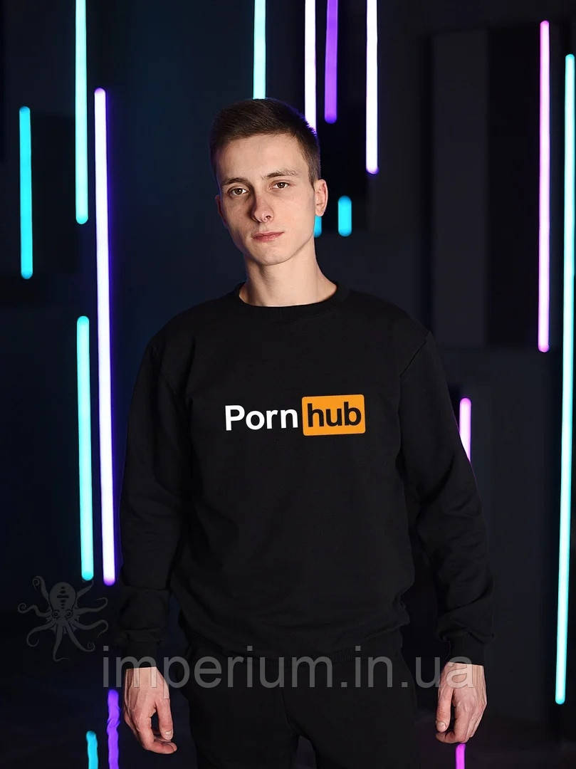 Чорний світшот | кофта з логотипом pornhub, фото 1