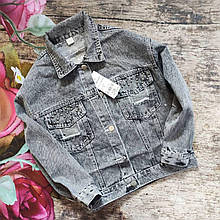 Куртка-вітровка джинсова демісезонне для дівчинки весна-осінь (120-160р)