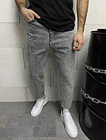 Мужские джинсовые потертые штаны темно серого цвета (серые) зауженные, мужские джинсы Турция