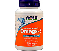 Now Foods Омега-3 1000 мг 180 ЭПК/120 ДГК Нау Фудс Omega 3 чистые сосуды 100 мягких таблеток