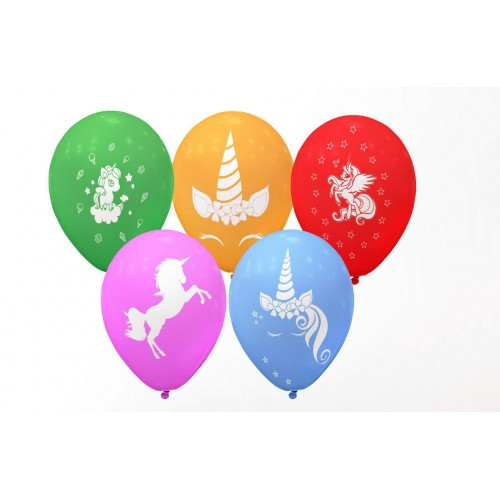 Повітряні кулі "Єдиноріг" 10" (25 см) Пастель Асорті 1 бік В упак:100 шт.