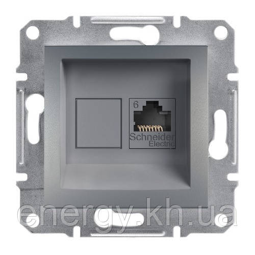 Розетка комп'ютерна RJ45 UTP кат. 6 сталь Asfora Plus EPH4700162