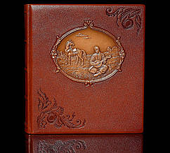 Фотоальбом в шкіряній палітурці з об'ємним тисненням на шкірі з дизайнерськими листами "Козак Мамай"