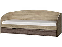 Кровать Комфорт односпальная с выдвижными ящиками, сонома трюфель 80*190 см