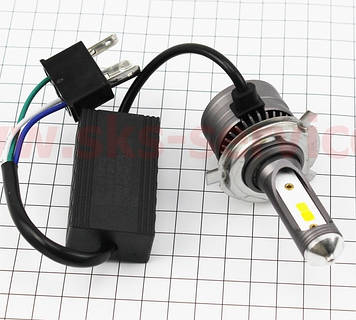 Лампа фари діодна H4 — LED-2 з інтеркулером (світло біле), SUPER LIGHT