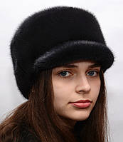 Женская зимняя норковая кепка с цельного меха "Норма" Темный ирис