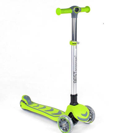 Best Scooter дитячий складаний триколісний самокат з світяться колеса (салатовий), фото 1