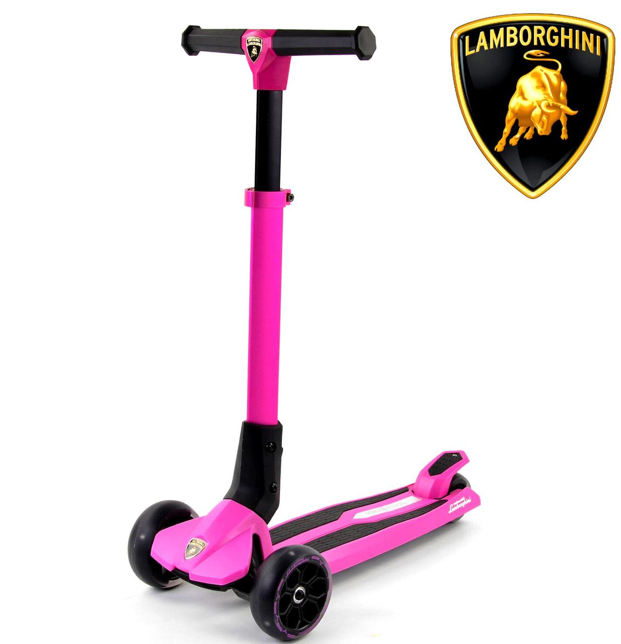 Best Scooter Lamborghini дитячий складаний триколісний самокат з світяться колеса (рожевий)