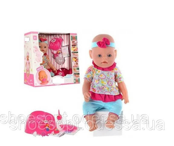 Лялька пупс Малятко Baby інтерактивний, посуд, горщик, підгузник, 2 соски