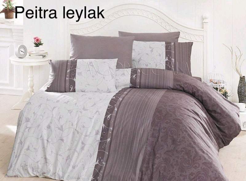Постільна білизна євро розміру "Peitra Leylak" ранфорс Issi Home 100% бавовна
