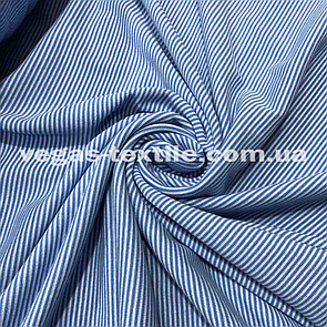 Рибана трикотажна гумка Блакитна з білим смужка