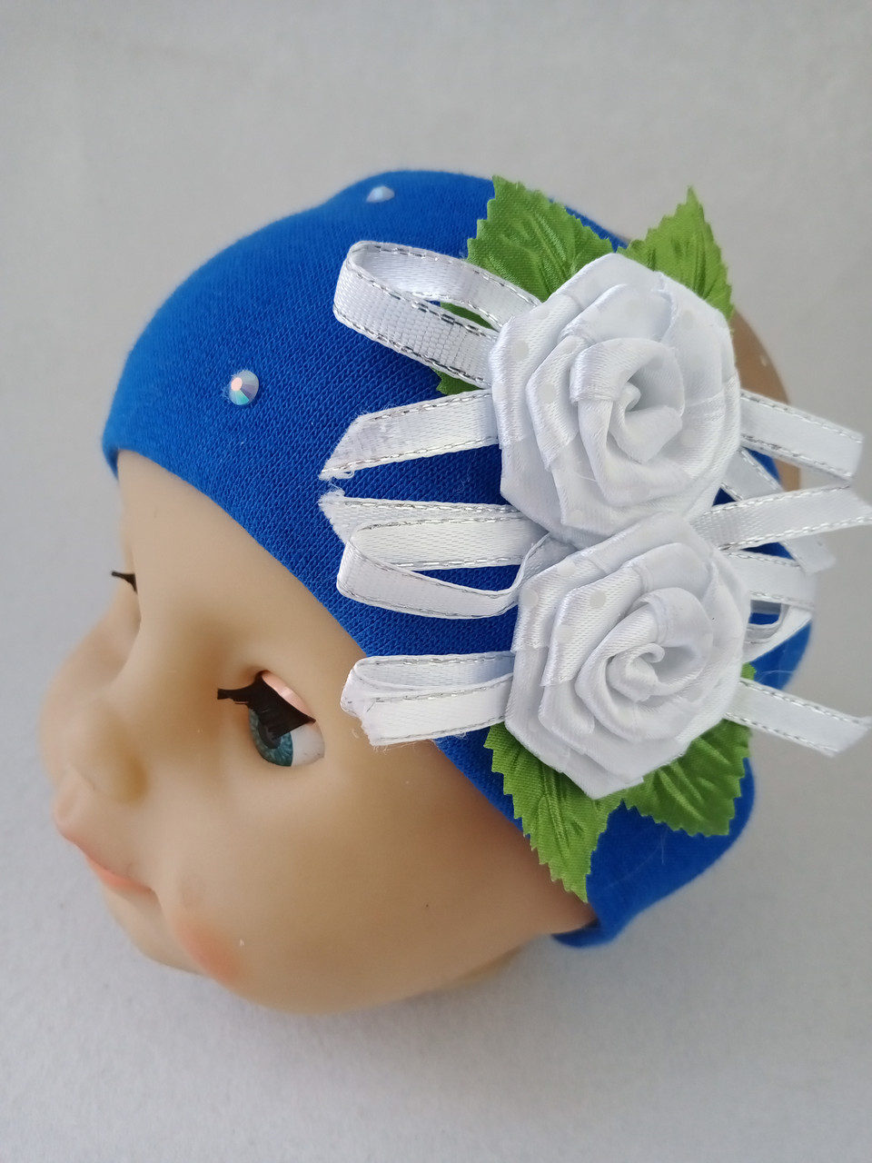 Пов'язка трикотажна для дівчинки ОГ 40-44 см  |  Пов'язка трояндочки  |  Пов'язка на голову  |  Трикотажна пов'язка, фото 1