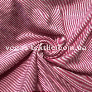 Рибана трикотажна гумка Рожевий з білим смужка